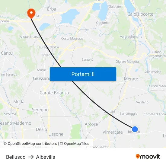 Bellusco to Albavilla map