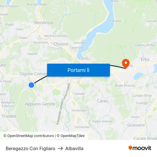 Beregazzo Con Figliaro to Albavilla map