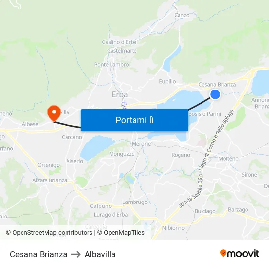Cesana Brianza to Albavilla map