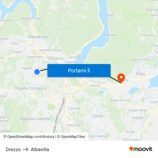 Drezzo to Albavilla map