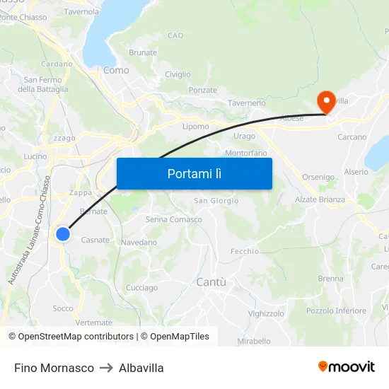 Fino Mornasco to Albavilla map
