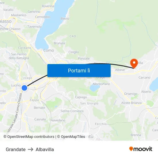 Grandate to Albavilla map