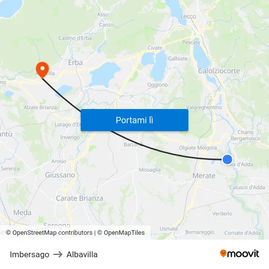 Imbersago to Albavilla map