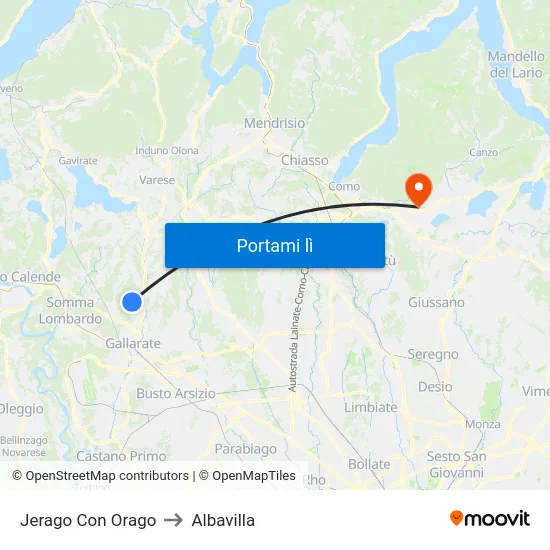 Jerago Con Orago to Albavilla map