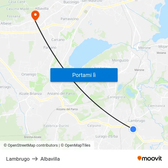 Lambrugo to Albavilla map