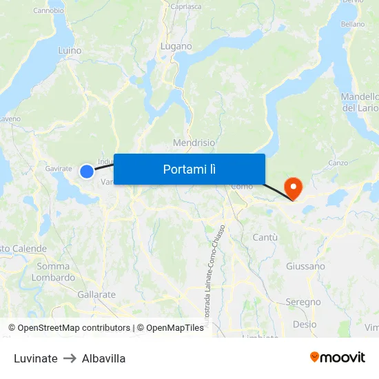 Luvinate to Albavilla map