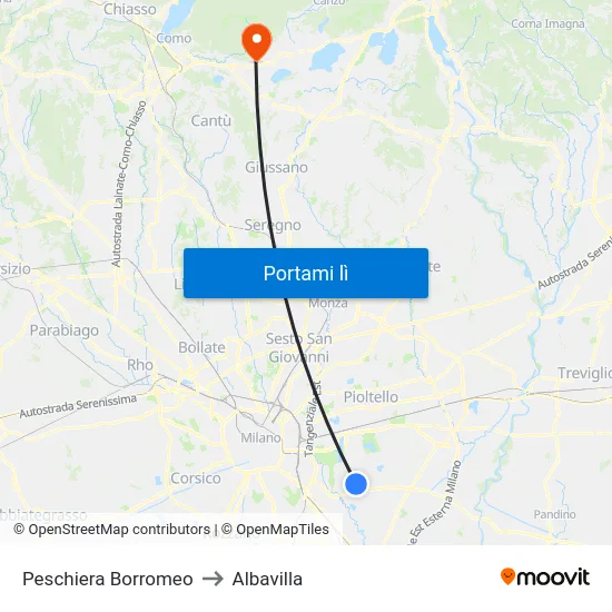 Peschiera Borromeo to Albavilla map