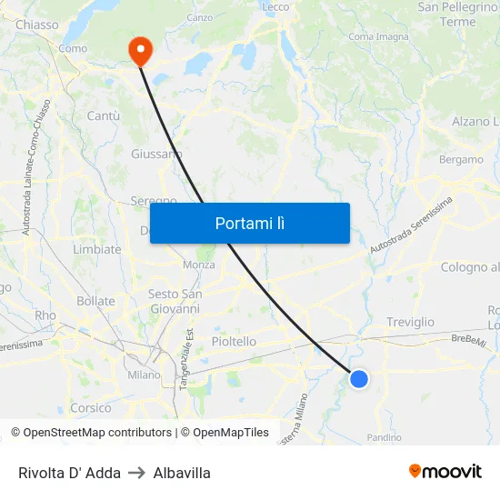 Rivolta D' Adda to Albavilla map