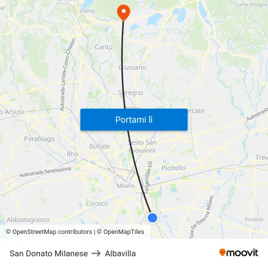 San Donato Milanese to Albavilla map
