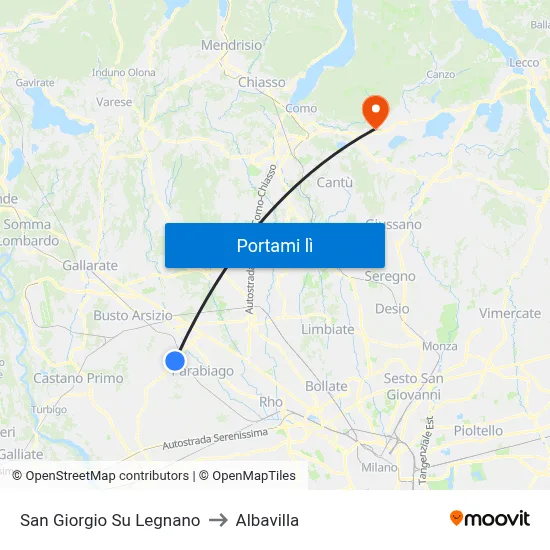 San Giorgio Su Legnano to Albavilla map