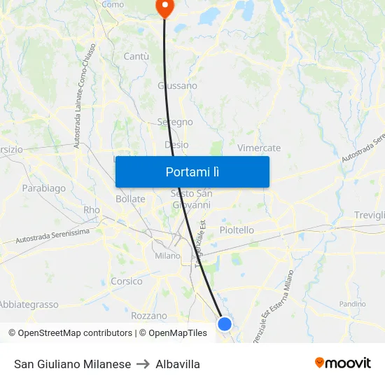 San Giuliano Milanese to Albavilla map