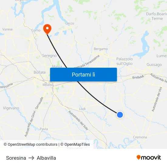 Soresina to Albavilla map