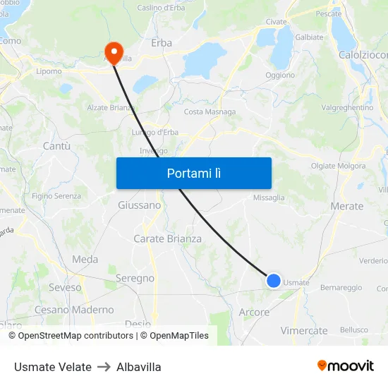 Usmate Velate to Albavilla map