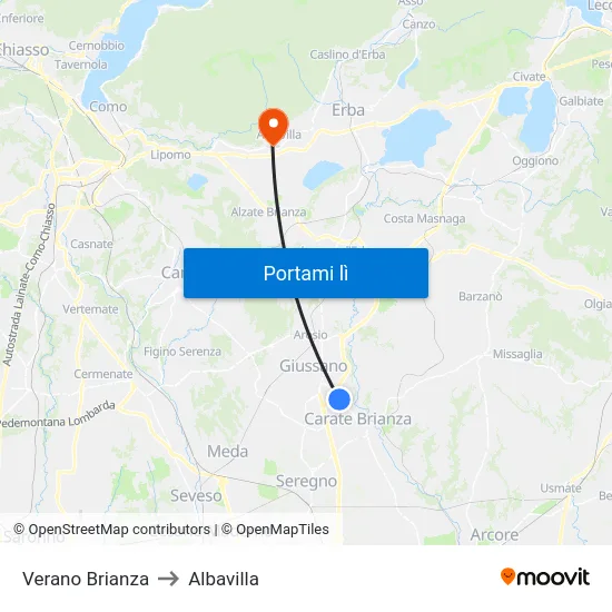 Verano Brianza to Albavilla map