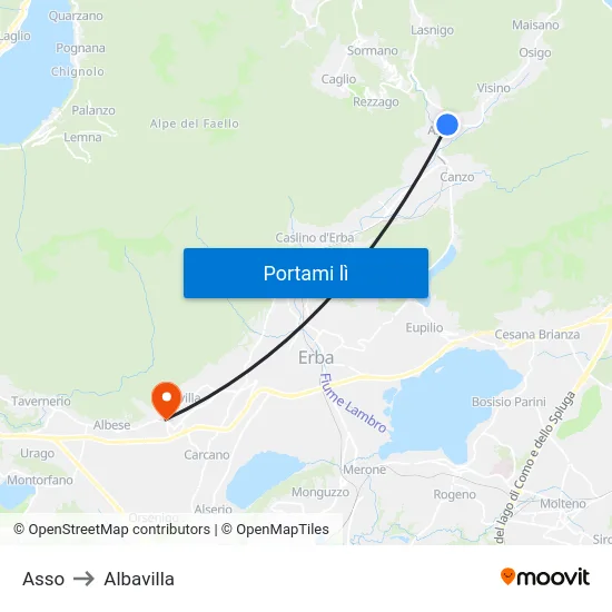Asso to Albavilla map