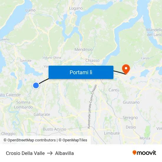Crosio Della Valle to Albavilla map