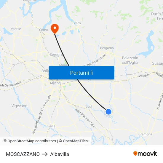 MOSCAZZANO to Albavilla map