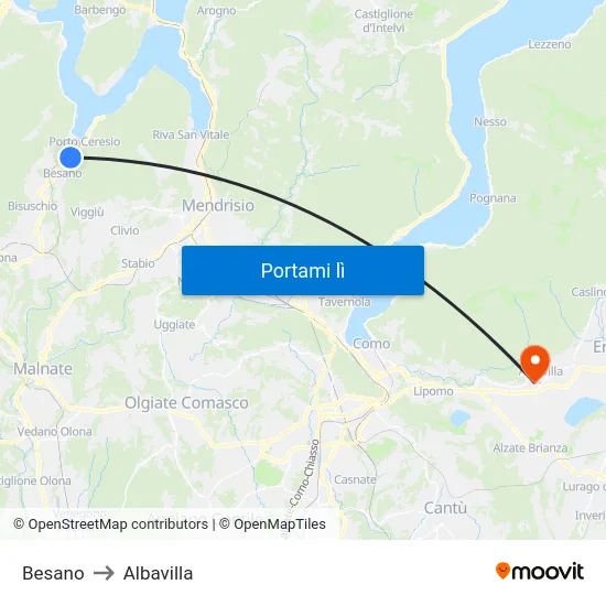 Besano to Albavilla map