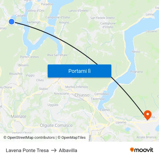 Lavena Ponte Tresa to Albavilla map