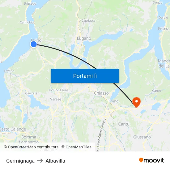 Germignaga to Albavilla map