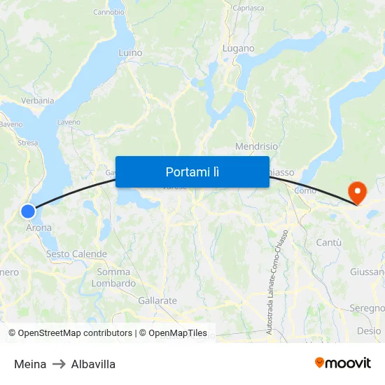Meina to Albavilla map