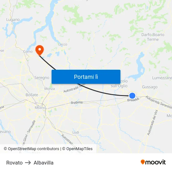 Rovato to Albavilla map