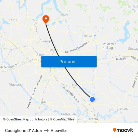Castiglione D' Adda to Albavilla map