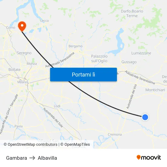 Gambara to Albavilla map