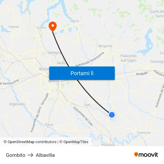 Gombito to Albavilla map