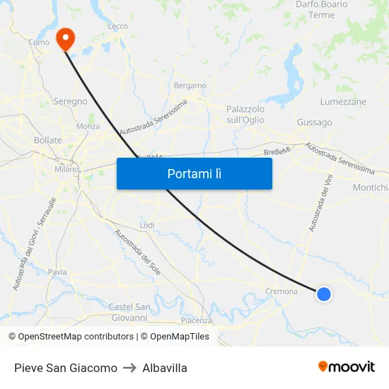 Pieve San Giacomo to Albavilla map