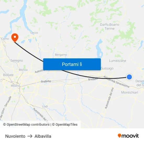Nuvolento to Albavilla map