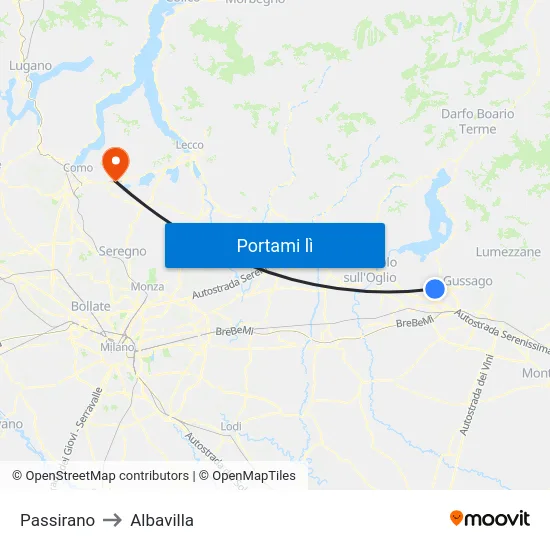 Passirano to Albavilla map