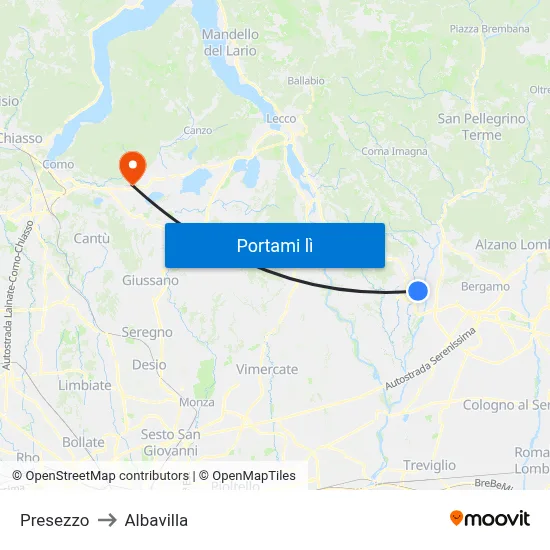 Presezzo to Albavilla map