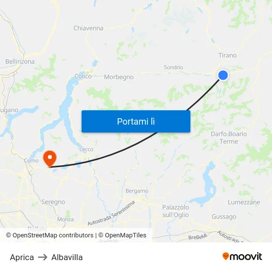 Aprica to Albavilla map
