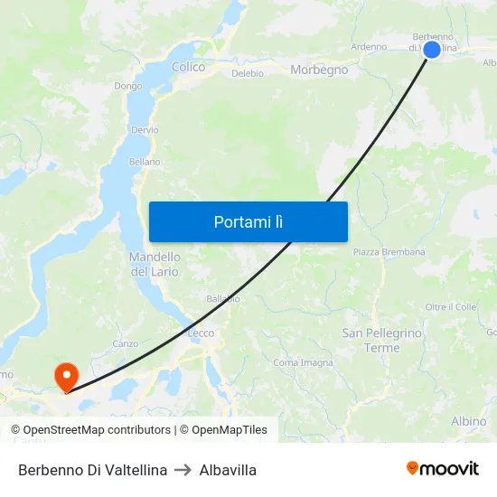 Berbenno Di Valtellina to Albavilla map