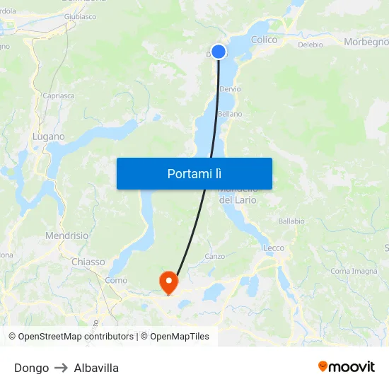 Dongo to Albavilla map