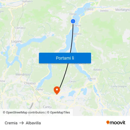 Cremia to Albavilla map
