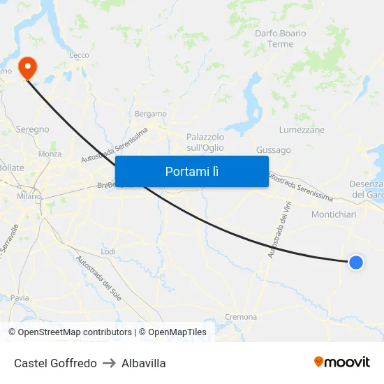 Castel Goffredo to Albavilla map