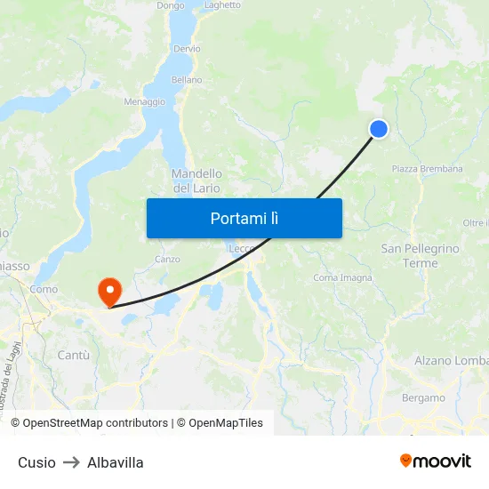 Cusio to Albavilla map