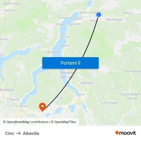 Cino to Albavilla map