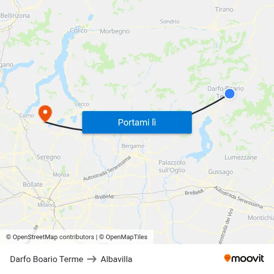 Darfo Boario Terme to Albavilla map