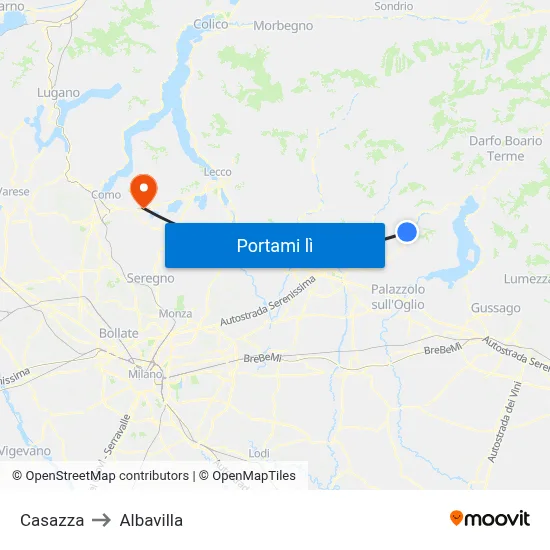 Casazza to Albavilla map