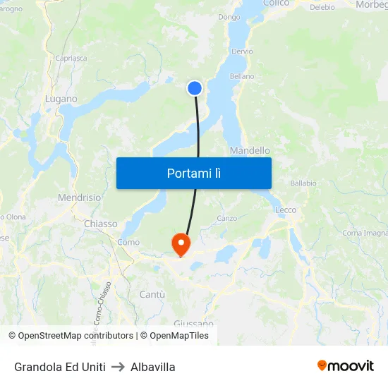 Grandola Ed Uniti to Albavilla map