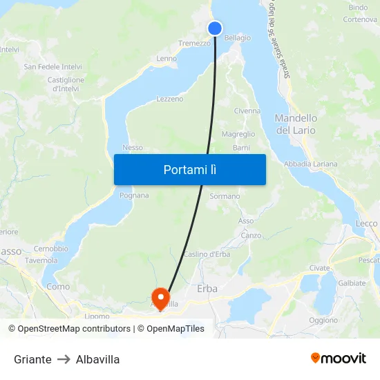 Griante to Albavilla map