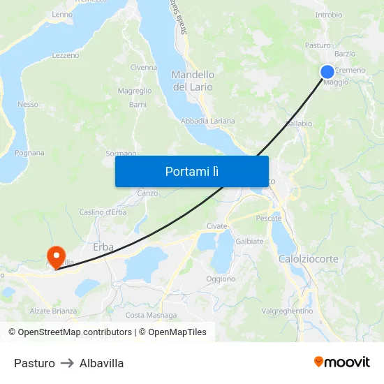 Pasturo to Albavilla map