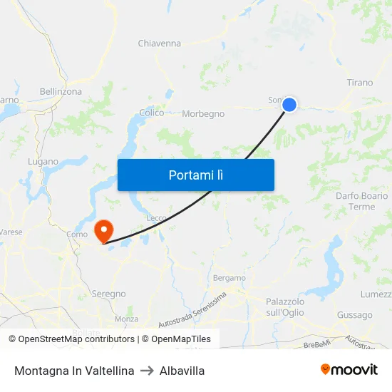 Montagna In Valtellina to Albavilla map
