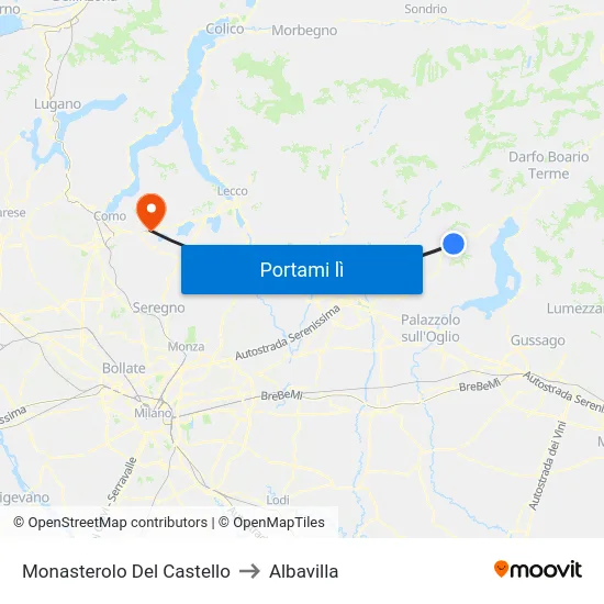 Monasterolo Del Castello to Albavilla map