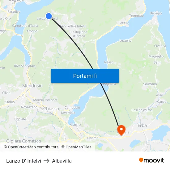 Lanzo D' Intelvi to Albavilla map
