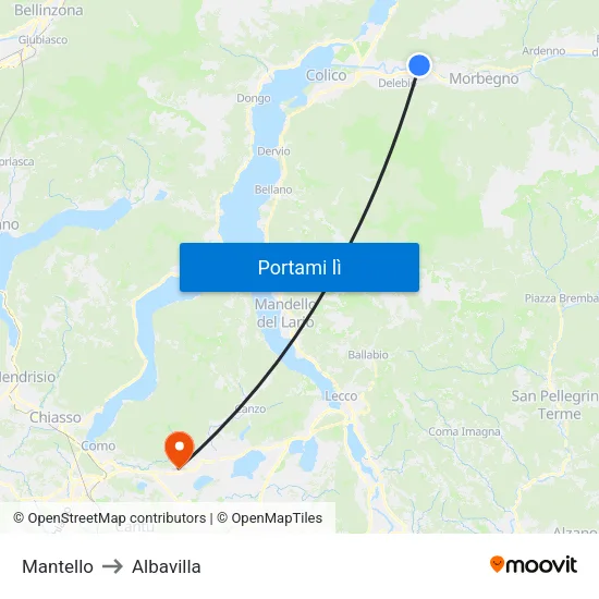 Mantello to Albavilla map