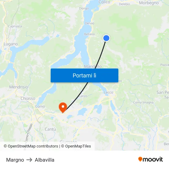 Margno to Albavilla map